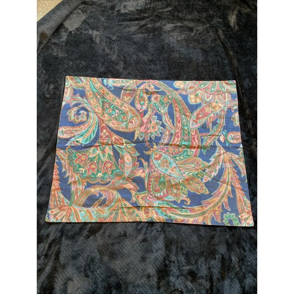 Vintage Revman Industries Pillow Sham Standard Size‎ Blue Teal Paisley Flanged